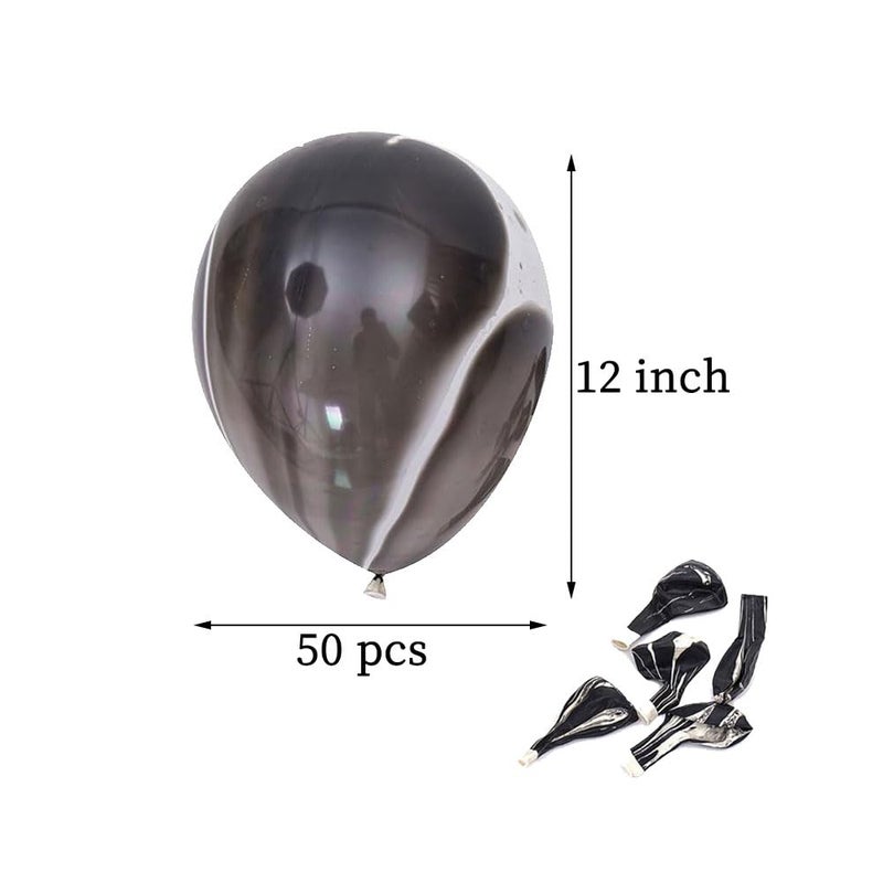 AnnoDeel 50pcs 12inch Marble Latex Balloons, Black White Grey Rainbow Marble Balloons for Wedding Baby Birthday Party Balloon Decorations - Image 2